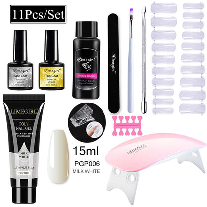 Nail Art Set Tool Extension Gel Nail Art UV Lamp Crystal Extension Gel Set Beginner Complete