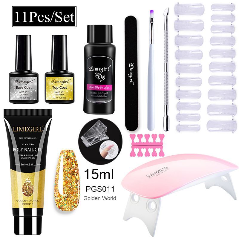 Nail Art Set Tool Extension Gel Nail Art UV Lamp Crystal Extension Gel Set Beginner Complete