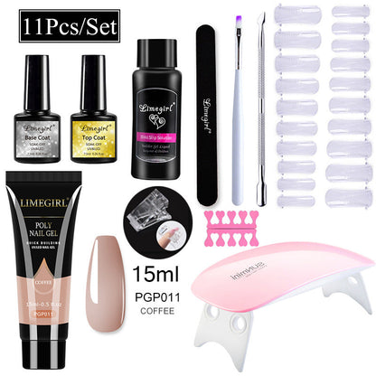 Nail Art Set Tool Extension Gel Nail Art UV Lamp Crystal Extension Gel Set Beginner Complete