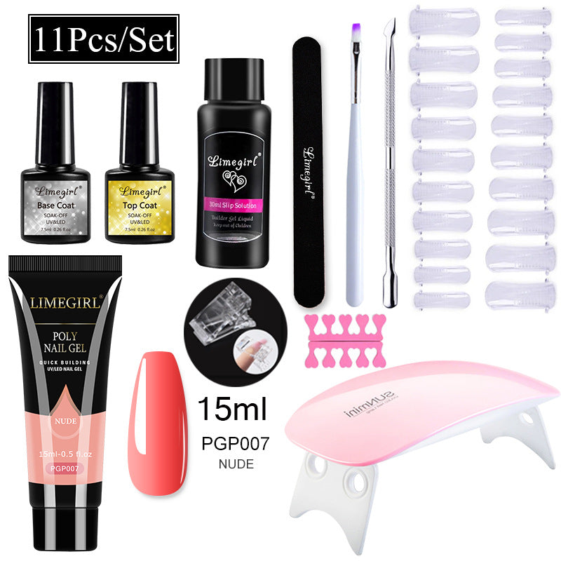 Nail Art Set Tool Extension Gel Nail Art UV Lamp Crystal Extension Gel Set Beginner Complete