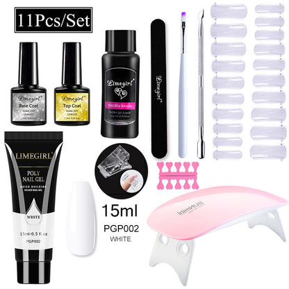 Nail Art Set Tool Extension Gel Nail Art UV Lamp Crystal Extension Gel Set Beginner Complete