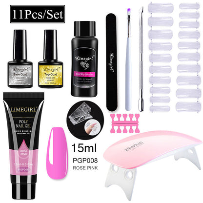 Nail Art Set Tool Extension Gel Nail Art UV Lamp Crystal Extension Gel Set Beginner Complete