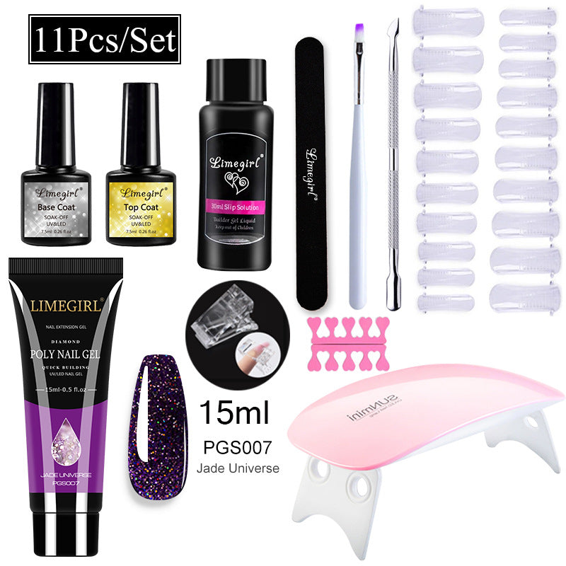 Nail Art Set Tool Extension Gel Nail Art UV Lamp Crystal Extension Gel Set Beginner Complete