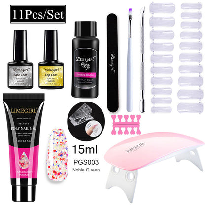 Nail Art Set Tool Extension Gel Nail Art UV Lamp Crystal Extension Gel Set Beginner Complete