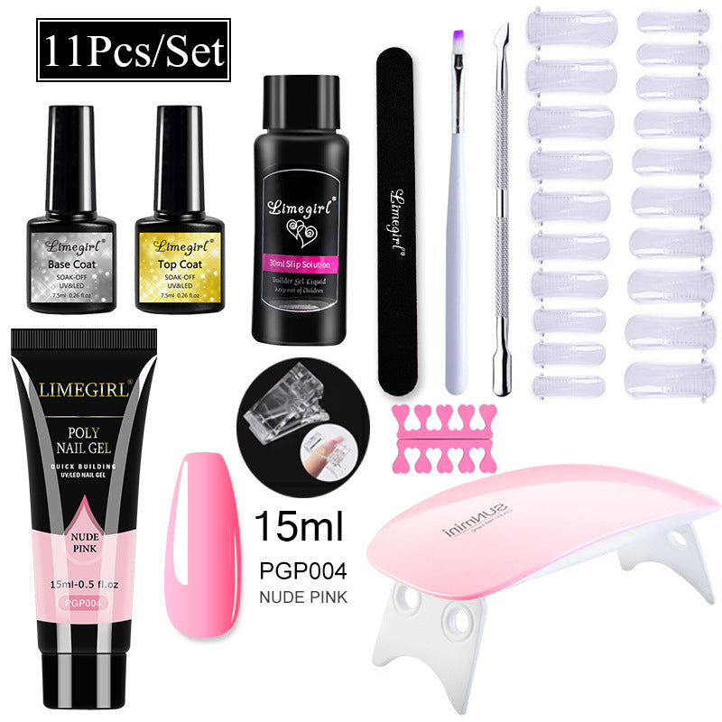 Nail Art Set Tool Extension Gel Nail Art UV Lamp Crystal Extension Gel Set Beginner Complete
