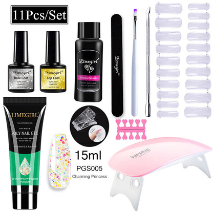 Nail Art Set Tool Extension Gel Nail Art UV Lamp Crystal Extension Gel Set Beginner Complete