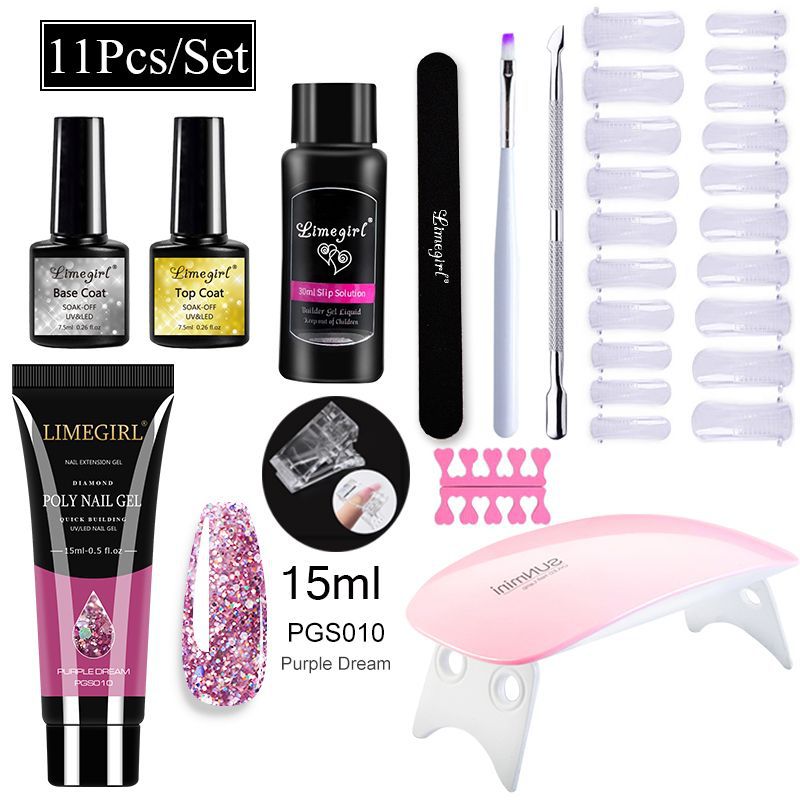 Nail Art Set Tool Extension Gel Nail Art UV Lamp Crystal Extension Gel Set Beginner Complete