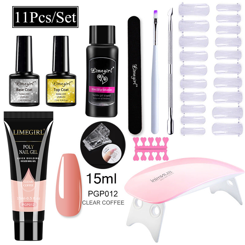 Nail Art Set Tool Extension Gel Nail Art UV Lamp Crystal Extension Gel Set Beginner Complete