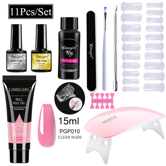 Nail Art Set Tool Extension Gel Nail Art UV Lamp Crystal Extension Gel Set Beginner Complete