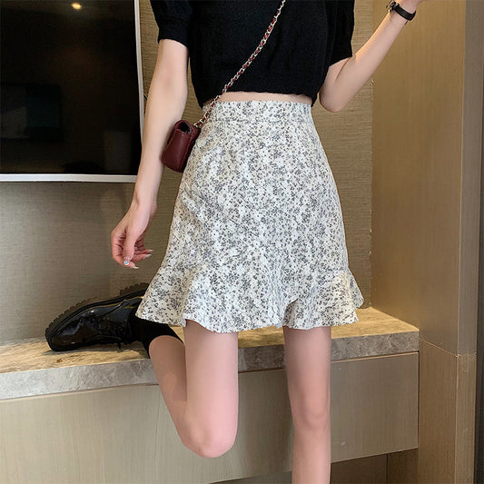 Lace Floral Skirt Female High Waist A-line Skirt Summer New Design Sense Small Buttocks Short Skirt