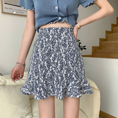 Lace Floral Skirt Female High Waist A-line Skirt Summer New Design Sense Small Buttocks Short Skirt