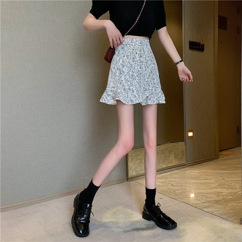 Lace Floral Skirt Female High Waist A-line Skirt Summer New Design Sense Small Buttocks Short Skirt