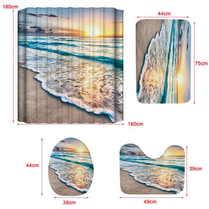 Printed Ocean Series Shower Curtain Polyester Bathroom Waterproof Curtain