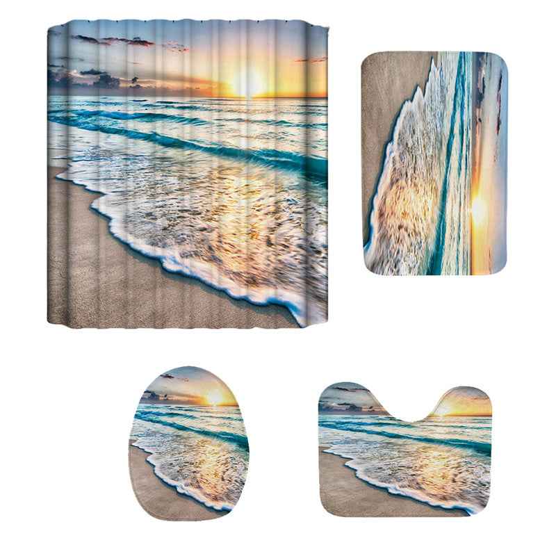 Printed Ocean Series Shower Curtain Polyester Bathroom Waterproof Curtain