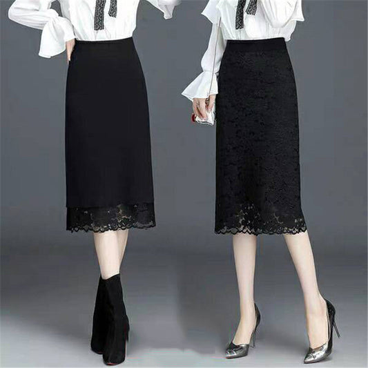 Two-sided Knit Bag Hip Skirt Spring And Autumn New High-waist Mid-length One-step Skirt