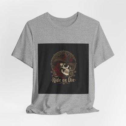 Ride or Die Skull Cowboy Tee | western skull art, gothic Americana