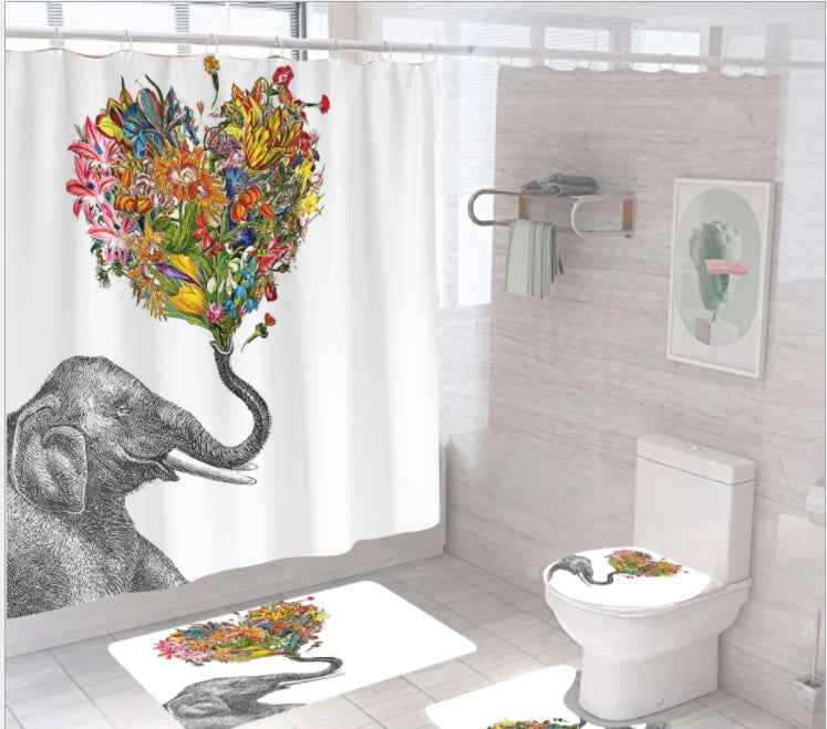 Elephant Series Digital Printing Shower Curtain