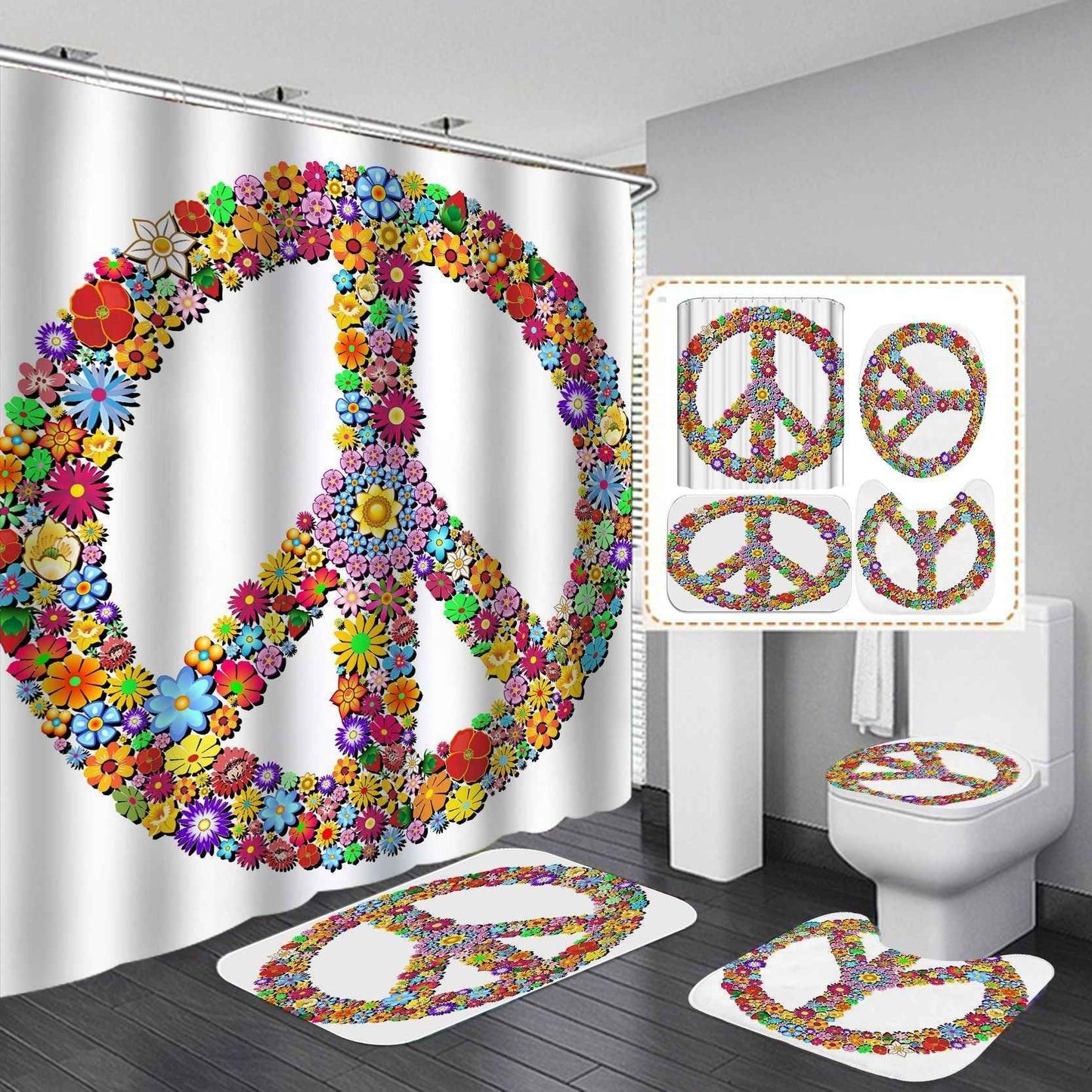 Printed Waterproof Polyester Bathroom Shower Curtain