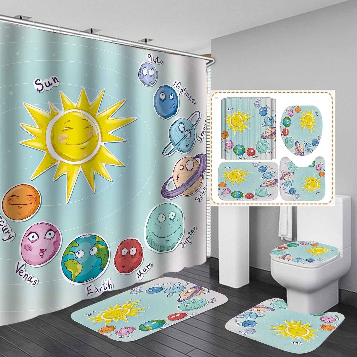Printed Waterproof Polyester Bathroom Shower Curtain