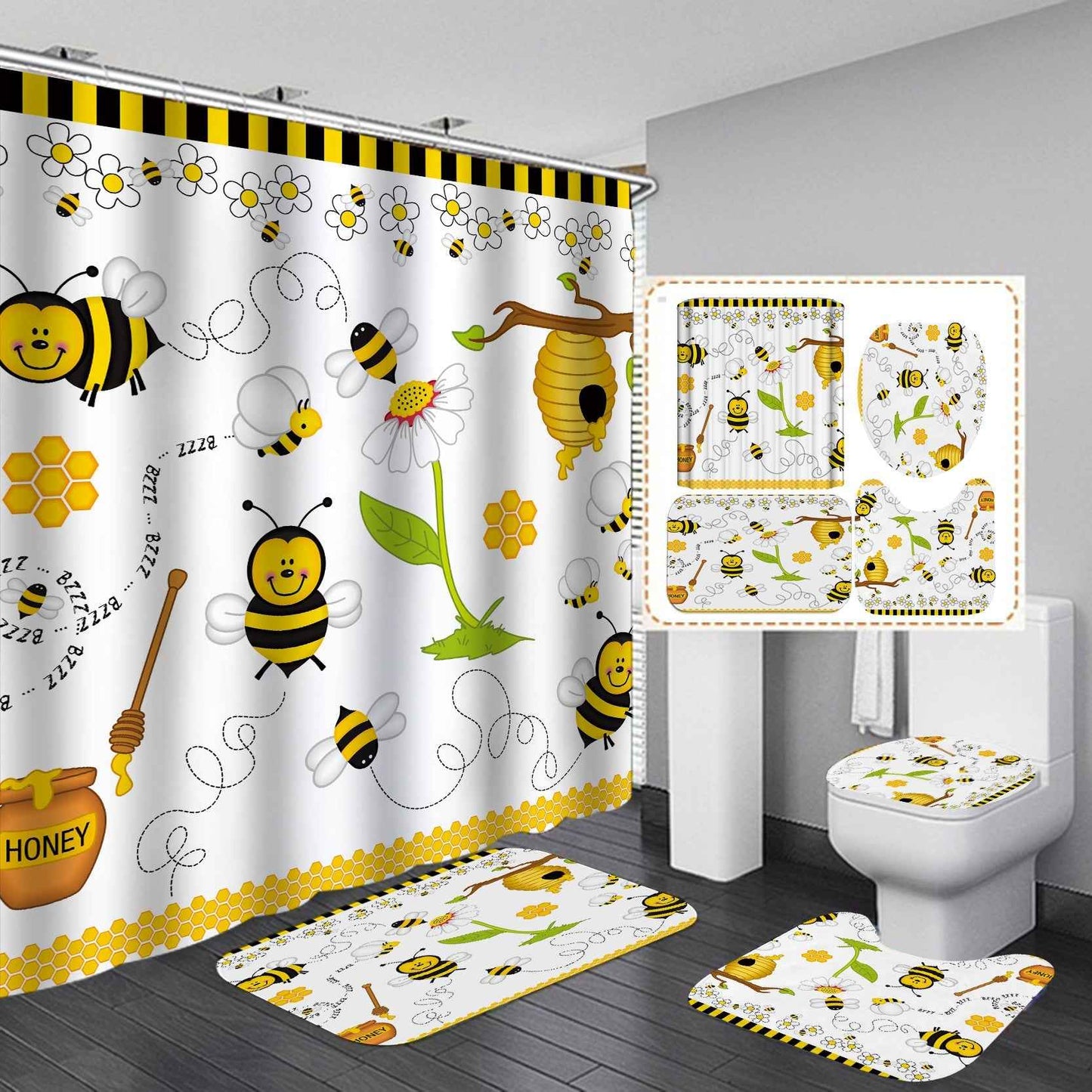 Printed Waterproof Polyester Bathroom Shower Curtain