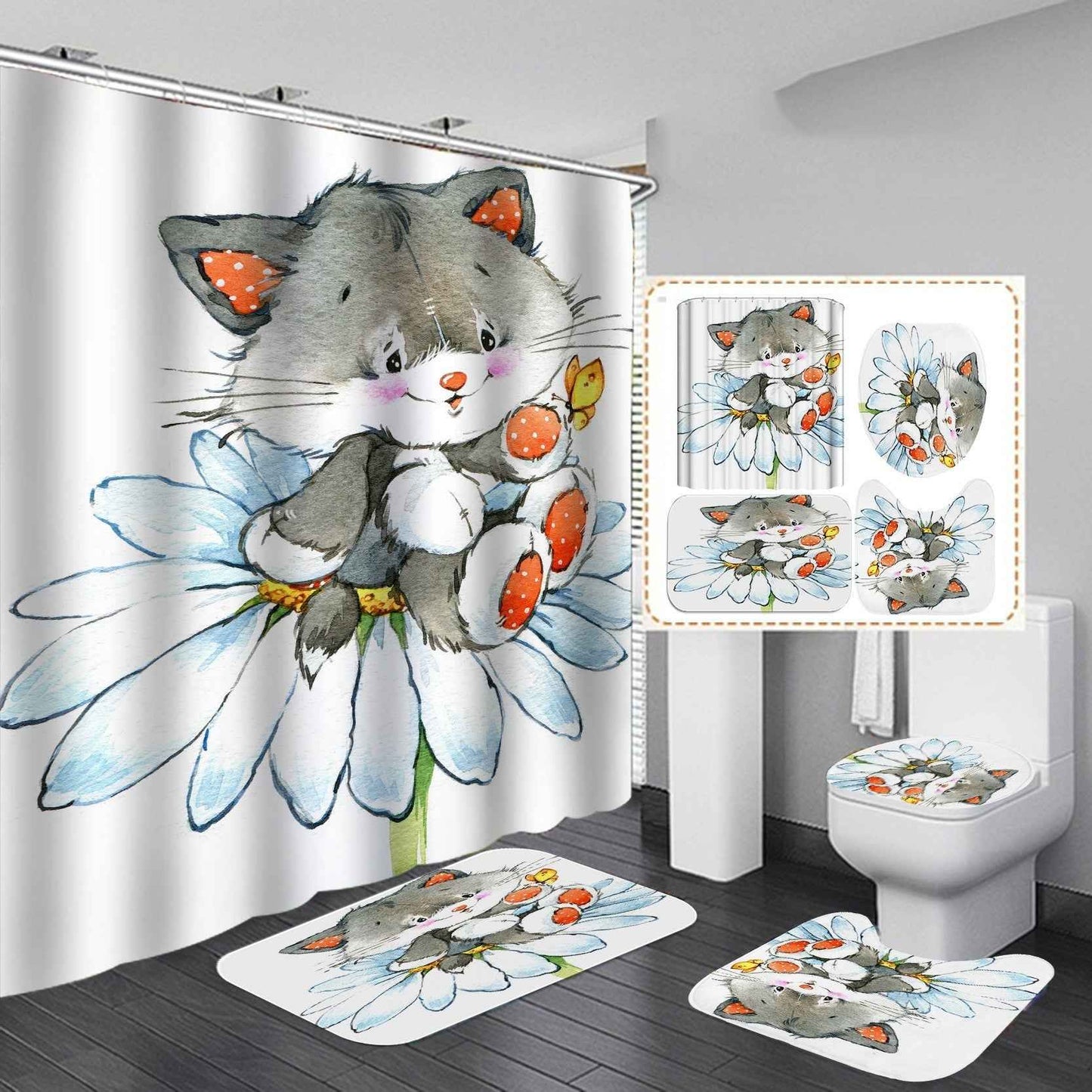 Digital Printing Waterproof Polyester Shower Curtain