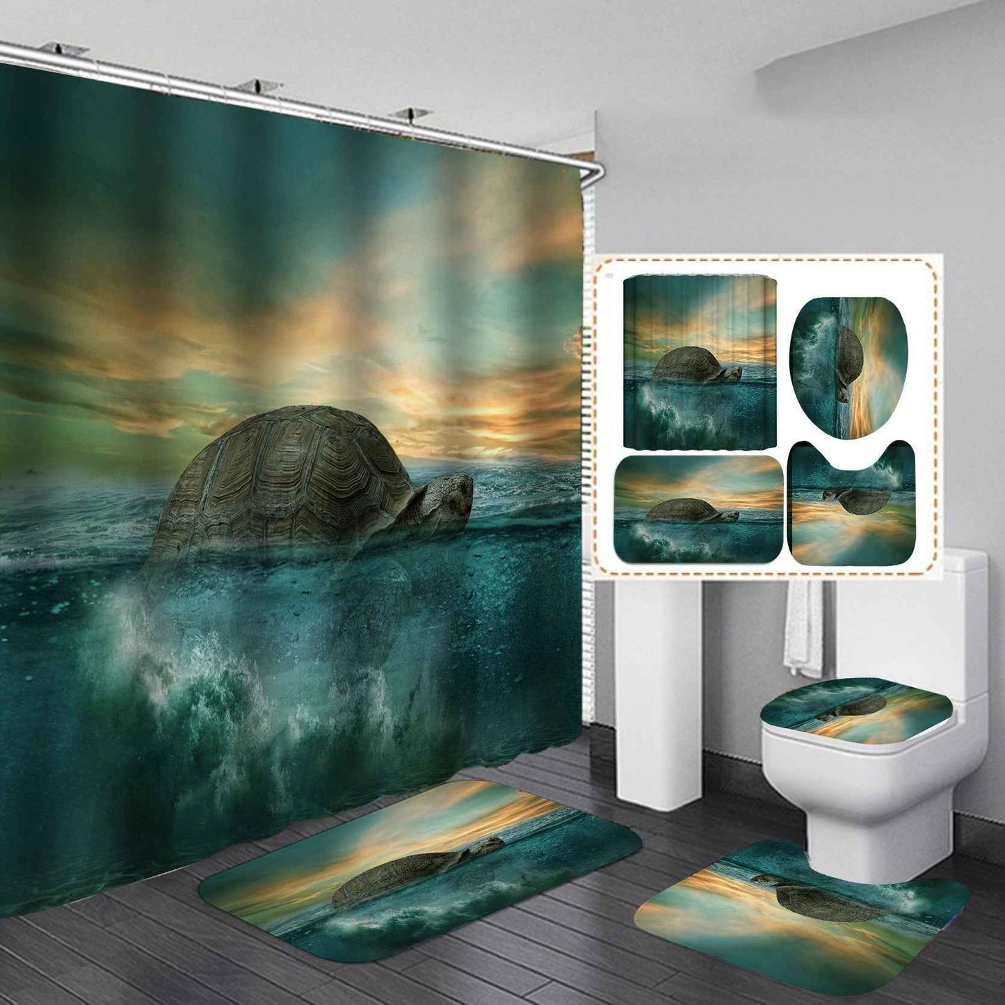 Digital Printing Waterproof Polyester Shower Curtain