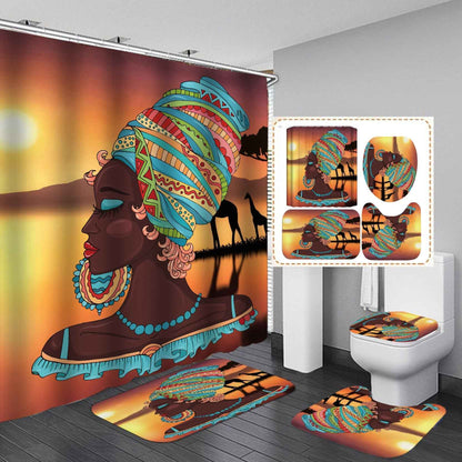 Manufacturers sell shower curtain creative printing waterproof shower cloth at home bathroom shower curtain four sets of wholesale