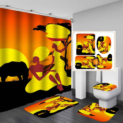 Manufacturers sell shower curtain creative printing waterproof shower cloth at home bathroom shower curtain four sets of wholesale
