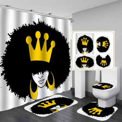 Manufacturers sell shower curtain creative printing waterproof shower cloth at home bathroom shower curtain four sets of wholesale