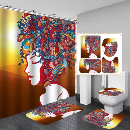 Manufacturers sell shower curtain creative printing waterproof shower cloth at home bathroom shower curtain four sets of wholesale