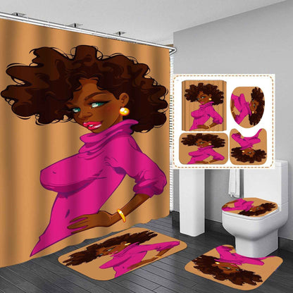 Manufacturers sell shower curtain creative printing waterproof shower cloth at home bathroom shower curtain four sets of wholesale