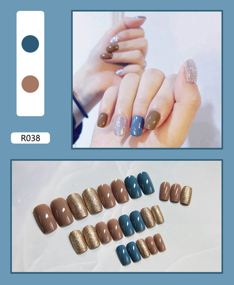 24 Pieces Of Wearable Nail Patches, Wearable Nail Pieces, Frosted Nail Art