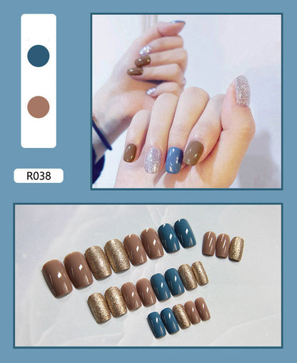 24 Pieces Of Wearable Nail Patches, Wearable Nail Pieces, Frosted Nail Art