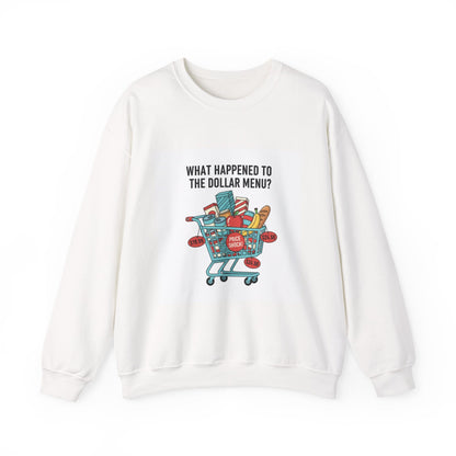 What Happened to the Dollar Menu? Sweatshirt | Grocery Prices Meme, Budget Humor
