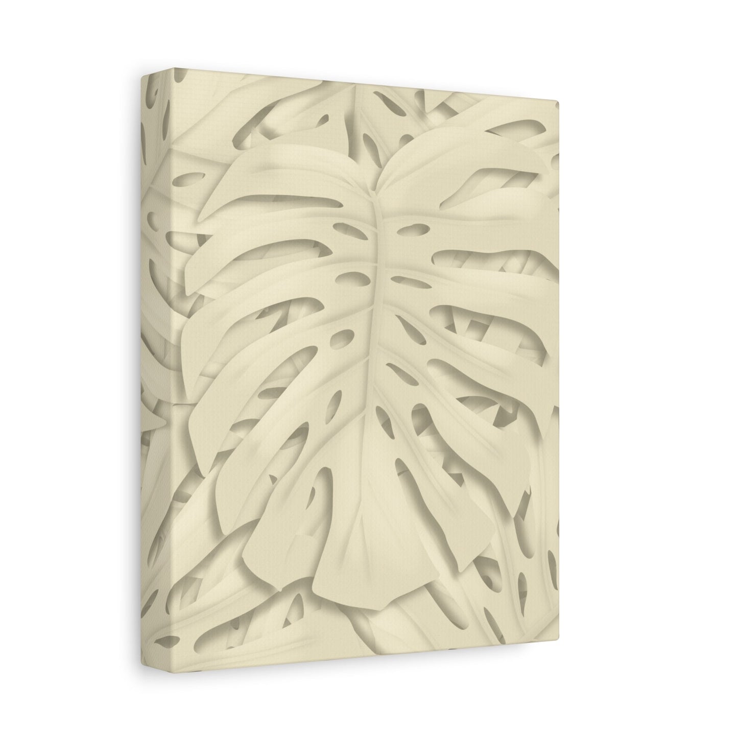 Beige Monstera Canvas Print – Botanical Wall Art