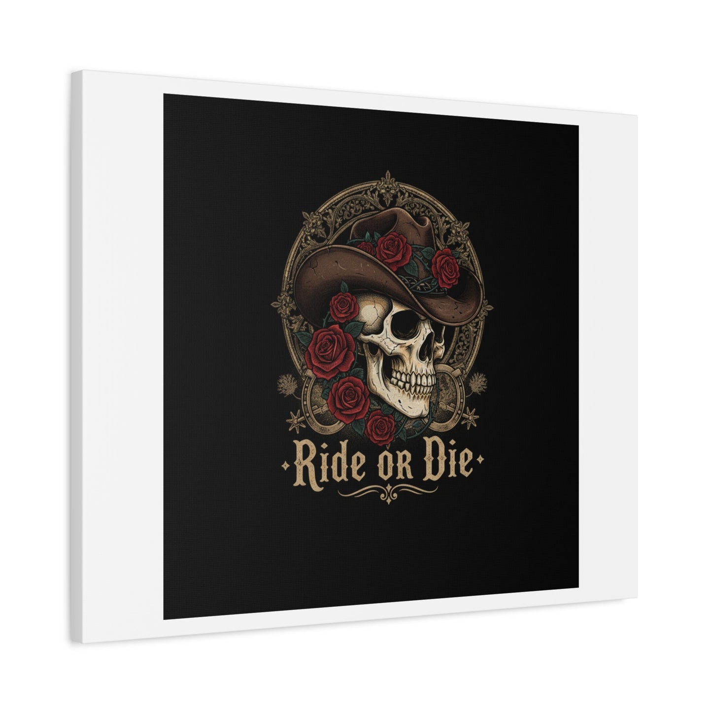 Ride or Die Skull Canvas | Western Skull Art, Gothic Americana