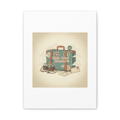 Pack Your Dreams Canvas | Retro Travel Postcard, Wanderlust Passport Stamp Art