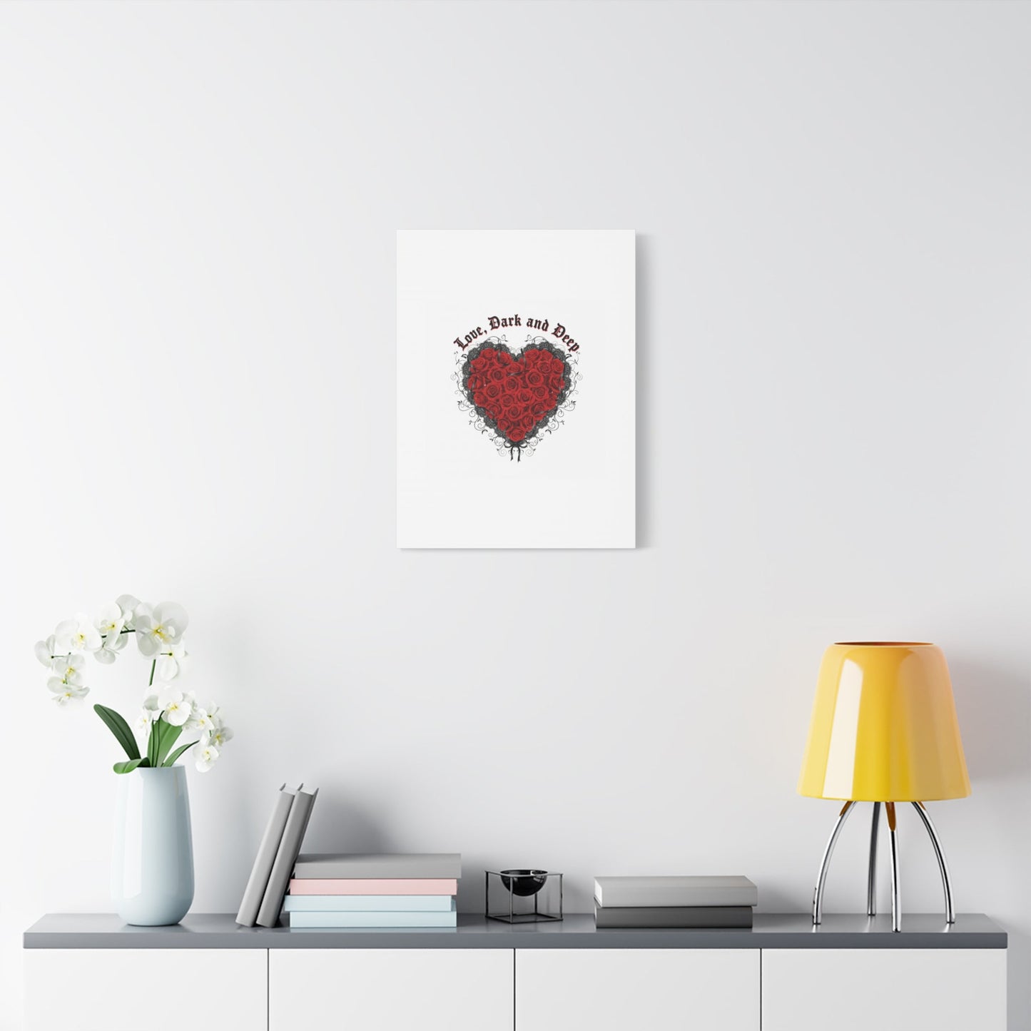 Love Dark and Deep Heart Canvas, Nu Romantic Gothic Romance, 80s Nostalgia