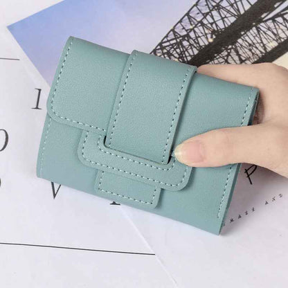 Pure Color Drawstring Tri-fold Ladies Purse Women's Coin Purse Clutch