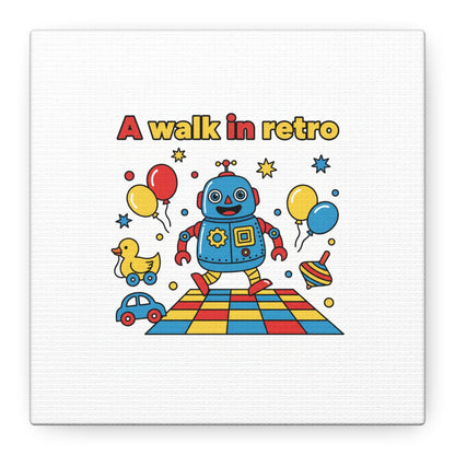 Retro Toy Robot Canvas | Throwback Kid, Primary Color Nostalgia