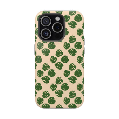 Monstera Pattern Phone Case – Dual Layer Protective Cover