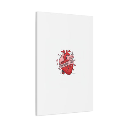 Love Yourself First Canvas, Hearts-with-a-Twist, Anti-Valentine Art