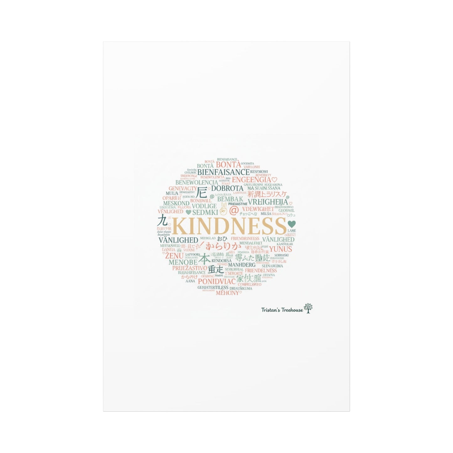 Kindness Word Cloud Canvas | Fresh Start Minimalist Wall Art