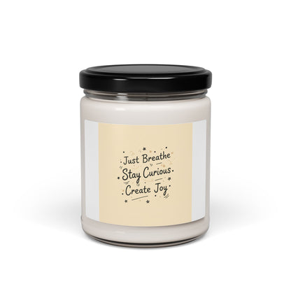 Just Breathe Stay Curious Create Joy Candle | Messy Handwritten Typography, Soy Jar