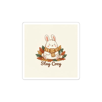 Stay Cozy Bunny Sticker | cozy critter sticker, winter forest art