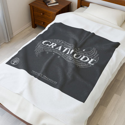 Gratitude Typography Velveteen Plush Blanket | pastel tiny treats, cozy micro-indulgence