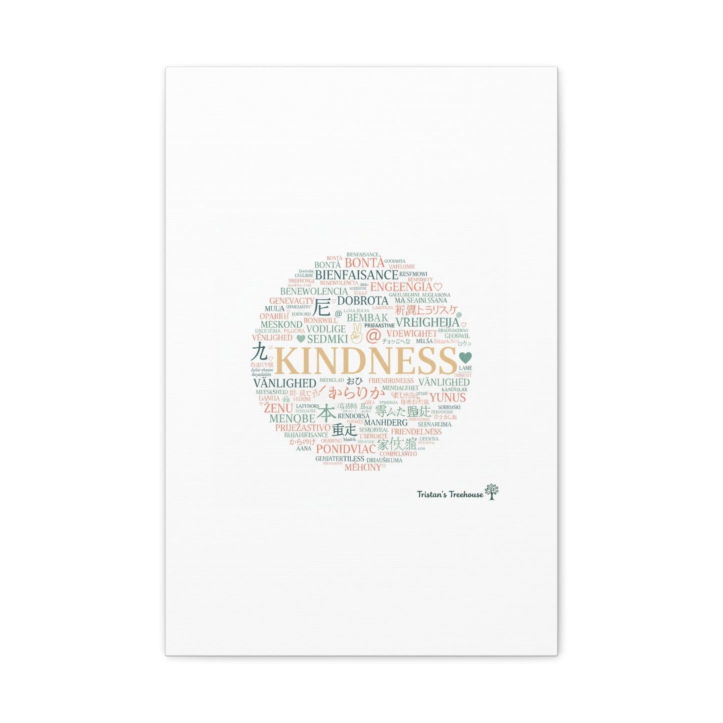Kindness Word Cloud Canvas | Fresh Start Minimalist Wall Art