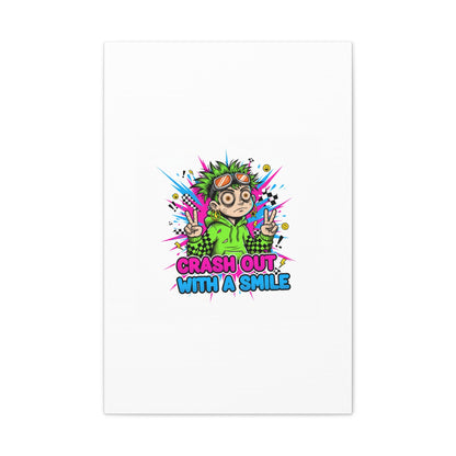 Crash Out With a Smile Canvas Print | Neon Skate Graffiti, Meme Meltdown Art