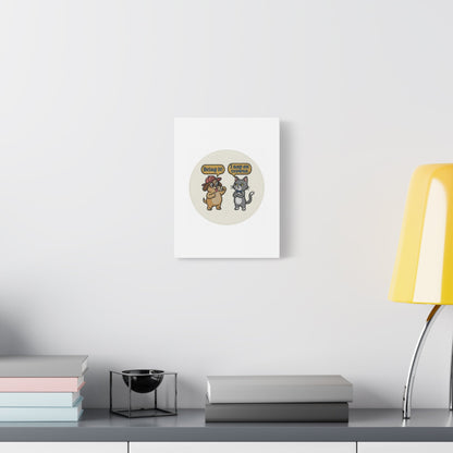 Funny Cat vs Dog Canvas | Pet Rivalry Wall Art
