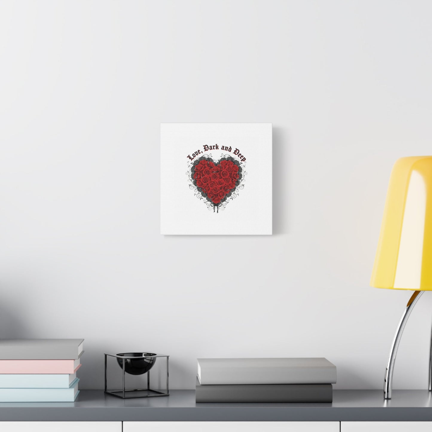 Love Dark and Deep Heart Canvas, Nu Romantic Gothic Romance, 80s Nostalgia